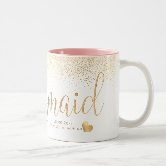 Caneca De Café Em Dois Tons PixDezines Bridesmaid/Faux Dourada Confetti (Direita)