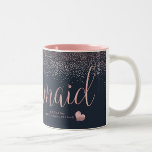 Caneca De Café Em Dois Tons PixDezines Bridesmaid/Faux Rosa Dourada Confetti