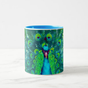 Caneca De Café Em Dois Tons PixDezines pavão/chalé/azul-aqua
