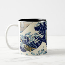 Caneca De Café Em Dois Tons PixDezines Vintage, Excelente Wave, Hokusai 葛 飾 北