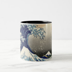 Caneca De Café Em Dois Tons PixDezines Vintage, Excelente Wave, Hokusai 葛 飾 北 