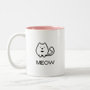 Caneca De Café Em Dois Tons Pixel Cat Meow