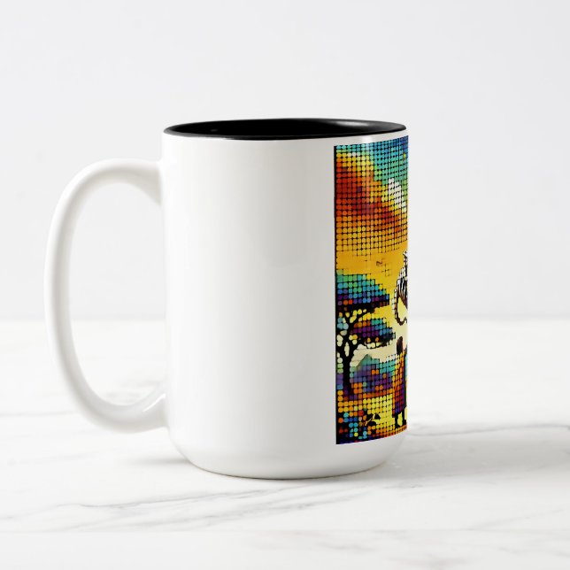 Caneca De Café Em Dois Tons pixelated image of a dragon trainer (Esquerda)