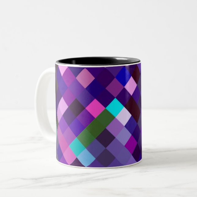 Caneca De Café Em Dois Tons Pixelated Pattern - Purple (Frente Esquerda)