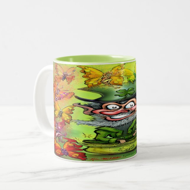 Caneca De Café Em Dois Tons Pixies Arco-Íris De Café De Duas Toneladas (Frente Esquerda)