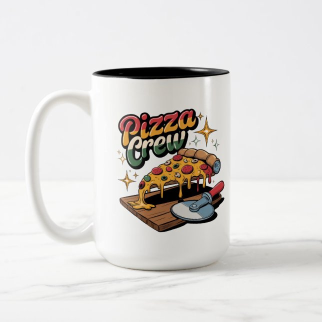 Caneca De Café Em Dois Tons Pizza Crew (Esquerda)