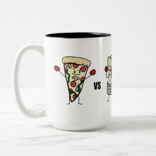 Caneca De Café Em Dois Tons Pizza de Pepperoni CONTRA o Burrito: Mexicano