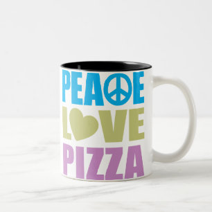 Caneca De Café Em Dois Tons Pizza do amor da paz