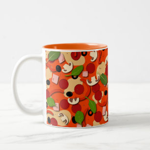 Caneca De Café Em Dois Tons Pizza Toppings Engraçado