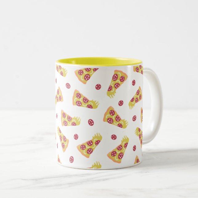 Caneca De Café Em Dois Tons Pizzas (Frente Esquerda)
