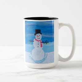 Caneca De Café Em Dois Tons Placa de Neve Decorada