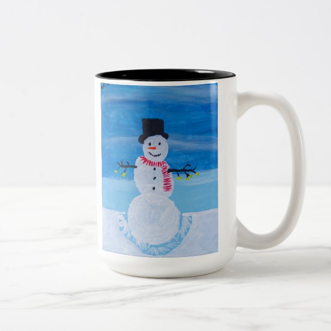 Caneca De Café Em Dois Tons Placa de Neve Decorada (Direita)