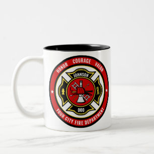 Caneca De Café Em Dois Tons Placa do Corpo de Bombeiros Resgate ADICIONE NOME