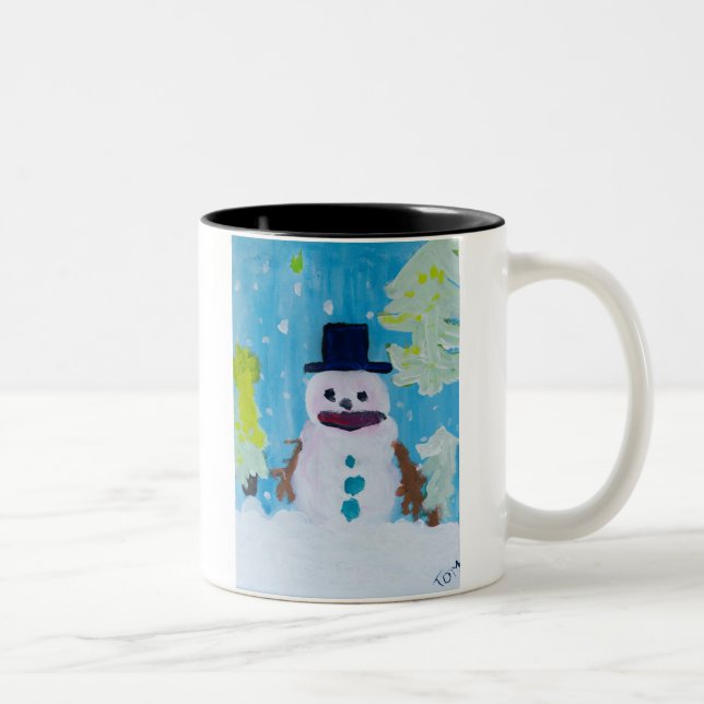 Caneca De Café Em Dois Tons Placa Snowman (Direita)