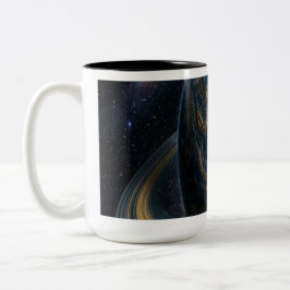 Caneca De Café Em Dois Tons Planeta Azul Dourado