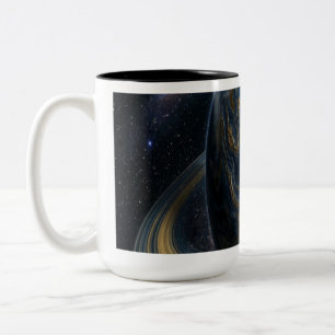Caneca De Café Em Dois Tons Planeta Azul Dourado