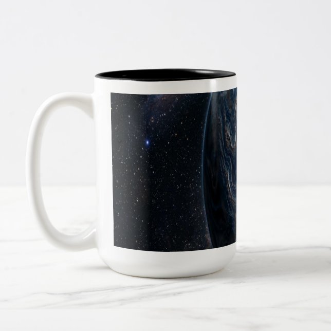 Caneca De Café Em Dois Tons Planeta Azul e Prata (Esquerda)