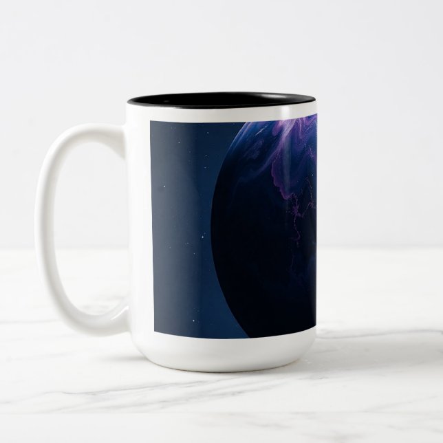 Caneca De Café Em Dois Tons Planeta Azul e Rosa (Esquerda)