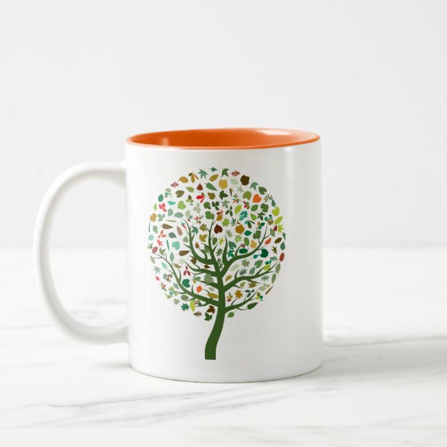 Caneca De Café Em Dois Tons Planeta ecológico da árvore Greenie (Esquerda)