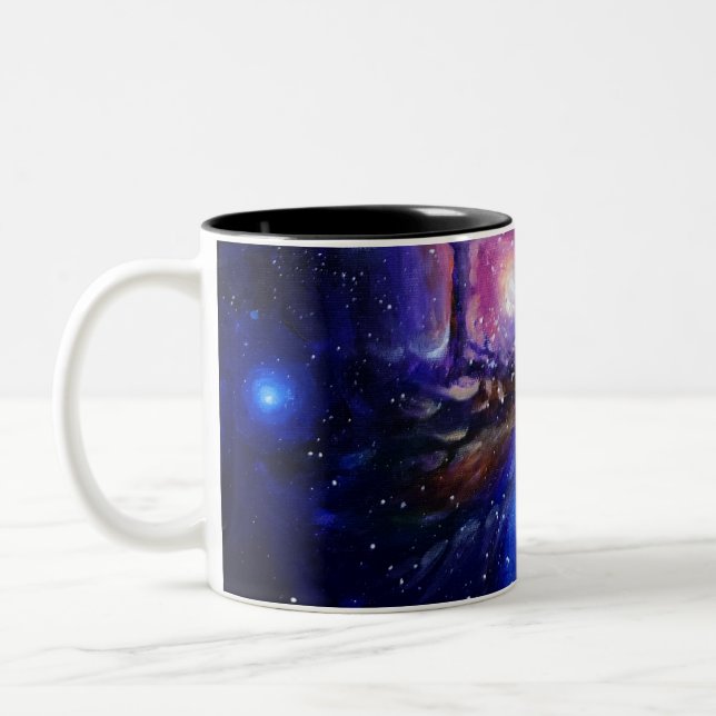 Caneca De Café Em Dois Tons Planeta Galáxia e nebulosa (Esquerda)