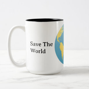 Caneca De Café Em Dois Tons Planeta Minimalista Eco-Globo Personalizado
