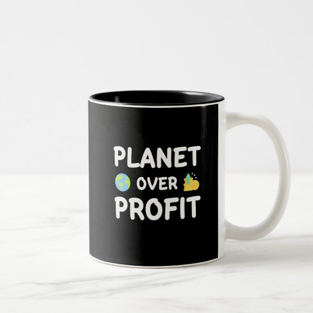 Caneca De Café Em Dois Tons Planeta sobre Lucro - Sustentabilidade (Direita)