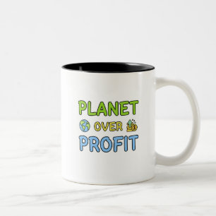 Caneca De Café Em Dois Tons Planeta sobre o Lucro - Sustentabilidade Café de D