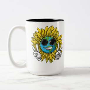 Caneca De Café Em Dois Tons Planeta Terra Hippie