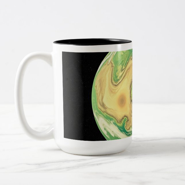 Caneca De Café Em Dois Tons Planeta Verde e Marrom Dourado (Esquerda)