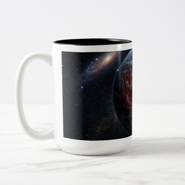 Caneca De Café Em Dois Tons Planeta Vermelho Com Prata (Esquerda)