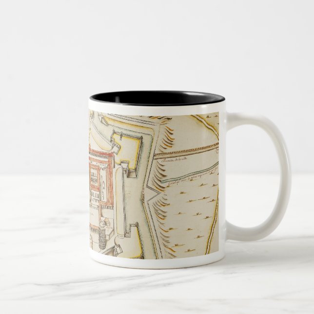 Caneca De Café Em Dois Tons Plano da citadela de Milão (Direita)