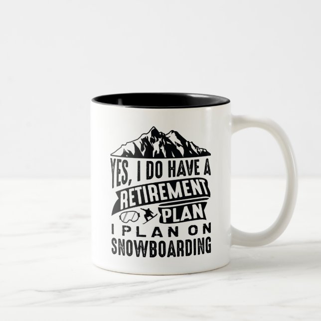 Caneca De Café Em Dois Tons Plano de aposentadoria Snowboard (Direita)