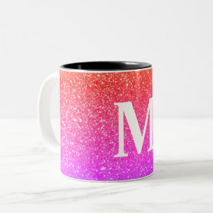Caneca De Café Em Dois Tons Plano de fundo rosa brilhante personalizável com 