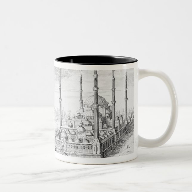 Caneca De Café Em Dois Tons Plano e vista da mesquita azul (1609-16), (Direita)