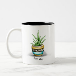 Caneca De Café Em Dois Tons Planta Dama, Aloe Plant