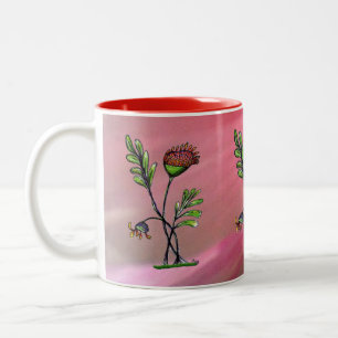 Caneca De Café Em Dois Tons Planta de ondas