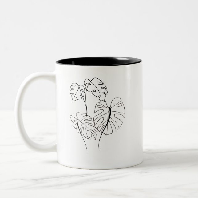 Caneca De Café Em Dois Tons Planta Design Mug (Esquerda)