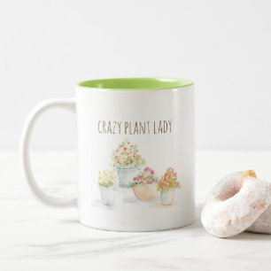 Caneca De Café Em Dois Tons Planta Louca Lady Watercolor Mug