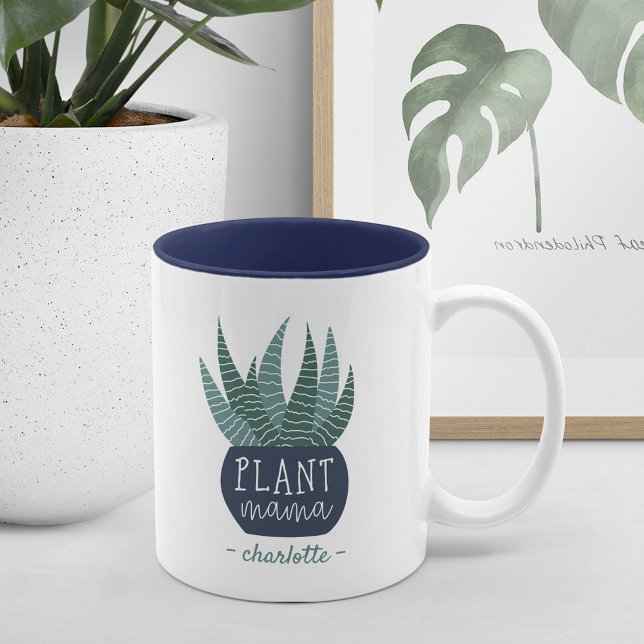 Caneca De Café Em Dois Tons Planta Mama | Amantes de vegetais personalizados (Criador carregado)