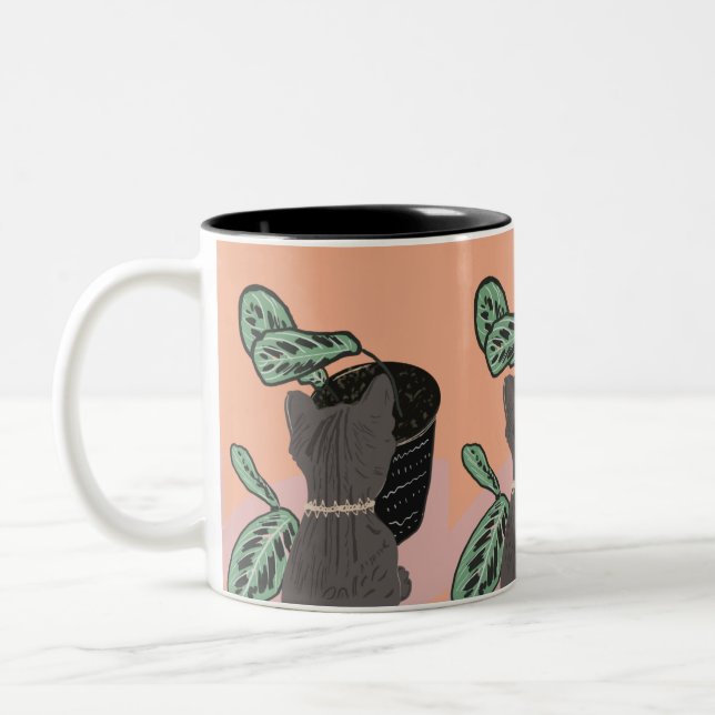 Caneca De Café Em Dois Tons Plantas de Cinza de Tabby (Esquerda)