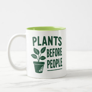 Caneca De Café Em Dois Tons Plantas Engraçadas Antes das Pessoas Arte de Carim