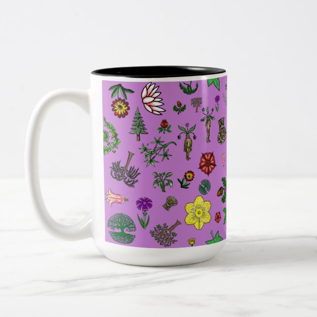 Caneca De Café Em Dois Tons Plantas Medievais (Esquerda)