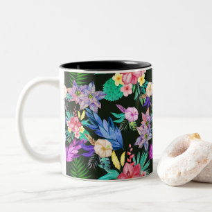 Caneca De Café Em Dois Tons Plantas Selvagens Tropicais