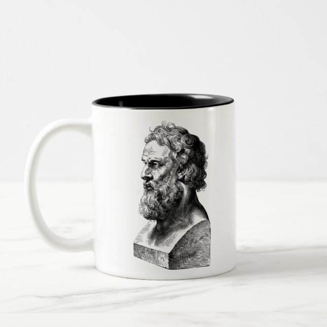 Caneca De Café Em Dois Tons Platão Bust plato, ilustração filosófica (Esquerda)