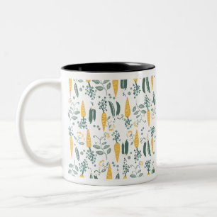 Caneca De Café Em Dois Tons Playful Carrot & Pea Children's Pattern