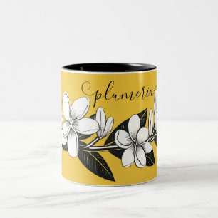 Caneca De Café Em Dois Tons Plumeria Amarelo/Preto