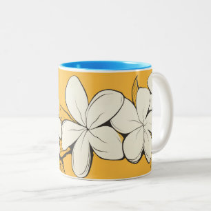 Caneca De Café Em Dois Tons Plumeria - Caneca Amarela/Azul De Dois Toneladas