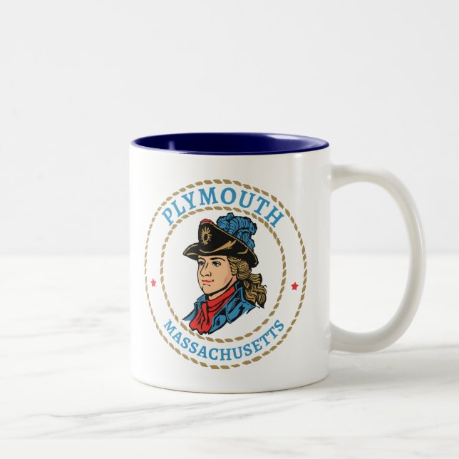 Caneca De Café Em Dois Tons Plymouth Massachusetts Colonial (Direita)