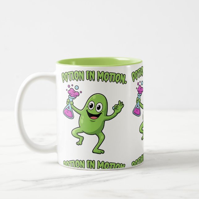 Caneca De Café Em Dois Tons Poção em Movimento Monstro Dançando Divertido Labo (Esquerda)