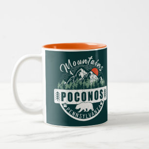 Caneca De Café Em Dois Tons Pocono Mounains Pensilvânia - Retro Souvenirs